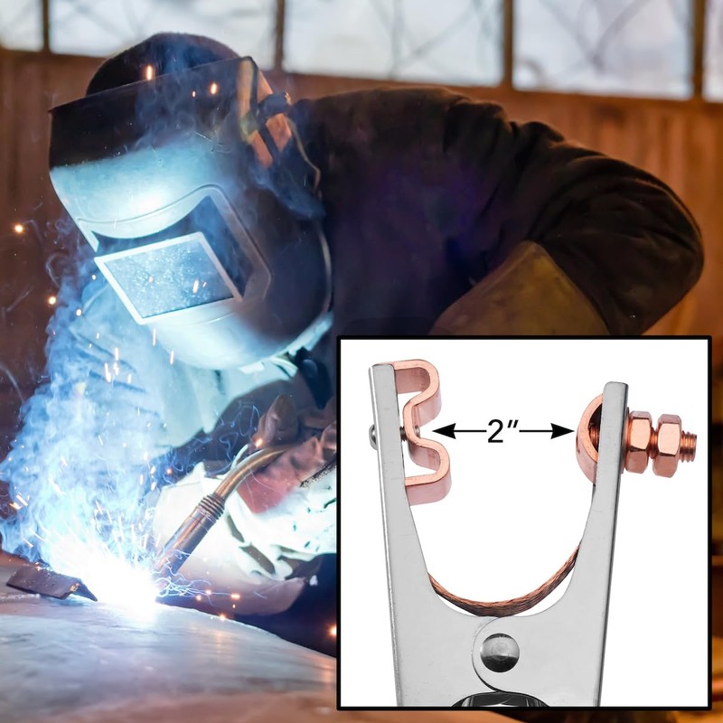 Spartan Power Welding Ground Clamp 400A Copper Plated Jaw, Braided
