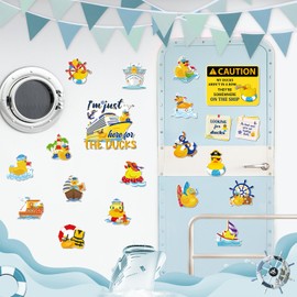 JoyAura Duck Cruise Door Magnets - 20 Pcs Yellow Magnetic Stickers Large Ship Cabin Decorations Cute Animal Magnet Stateroom Accessories for Party Refrigerator Locker Decals Summer Carnival Decor