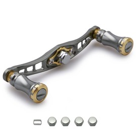 HEIGHTEN 3.6 inches (92 mm) Bait Reel Handle Shimano Daiwa Abu Garcia Universal Bait Reel for Chess Series (3.6 inches (92 mm), Gunmetal (Handle) / Gunmetal & Gold (Knob)) (318)