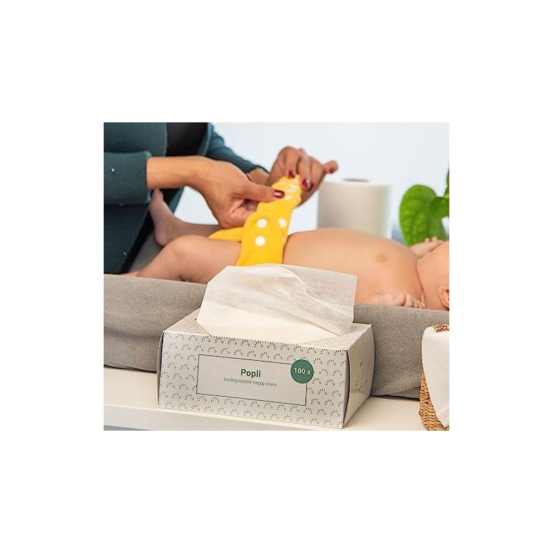Popolini Popli Nappy Liners for Cloth Nappies, White, Popli Box