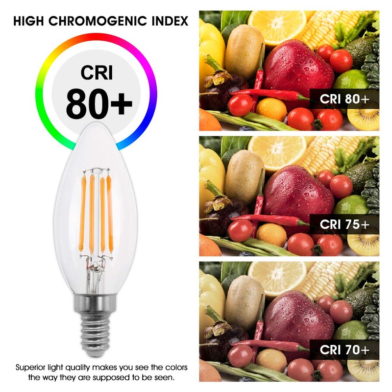 2W Candelabra Led Bulbs, Dimmable E12 Chandelier Light Bulbs, 2200K,