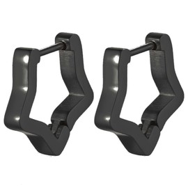 Caiyao 14K Gold Plated Stainless Steel Hypoallergenic Small Star Rectangle Heart Triangle Rhombus Square Horseshoe U Shape Huggie Earrings for Women Minimalist Lightweight Chunky Hoop Earrings, Metal, stainless steel