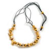 Avalaya Yellow Shell and Wood Beads with Black Cotton Cord