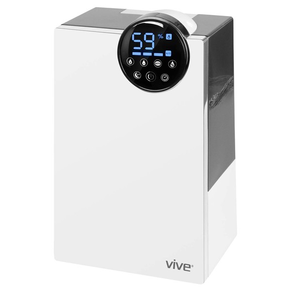 Vive Humidifier for Large Bedroom - Cool Mist, Ultrasonic Air Vaporizer, Essential Oil Diffuser Kid, Personal Home Use - Full Room Humidity Steam LED Controller - Quiet Filter Machine - Portable Tank