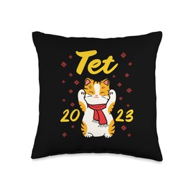 Chuc Mung Nam Moi 2023 Vietnamese New Year TET 2023 Cat Kawaii Lunar Calendar Throw Pillow, 16x16, Multicolor