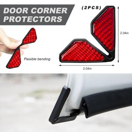 DXNQ 2 PCS Car Door Corner Protector Edge Guards, Real Carbon Fiber Anti-Collision Car Door Edge Protector, Self-Adhesive Decorative Car Door Corner Protector, Car Exterior Accessories (Red)