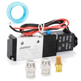 AIRIX 3V210-08 Pneumatic Solenoid Valve DC12V, 2 Position 3 Way, 1/4" NPT, Pilot-Operated Single Coil, Fast Response Electric Air Valve Out Of Line & Quick Connect Fittings