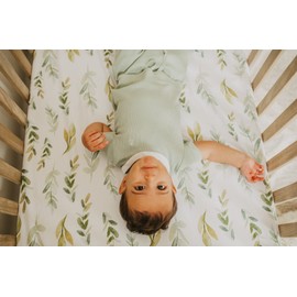 NODNAL CO. Fitted Crib Sheet - 100% Cotton for Baby Girl/Boy Nursery Bedding - Gender Neutral Patterns and Colors - Unisex for Standard Baby or Toddler Crib Mattress (Leafy Greens)