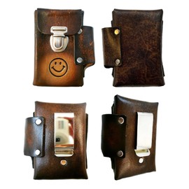 Hand Crafted Leather Cigarette Case, Lighter Pocket, Many Tooled Designs