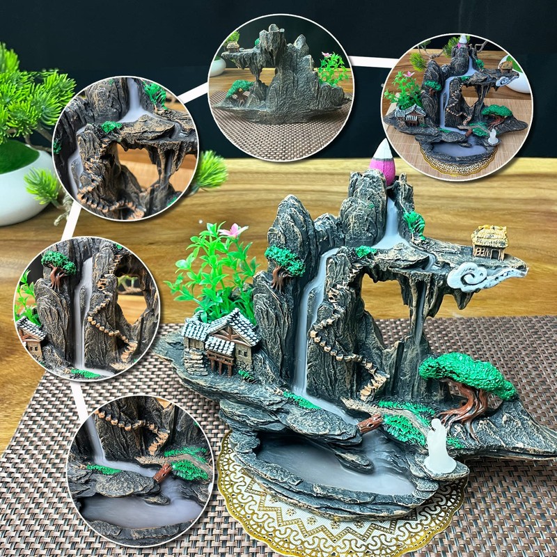 Zvaiuk Mountain Waterfall Incense Burner，Backfall Incense Holder River, Incense Falls