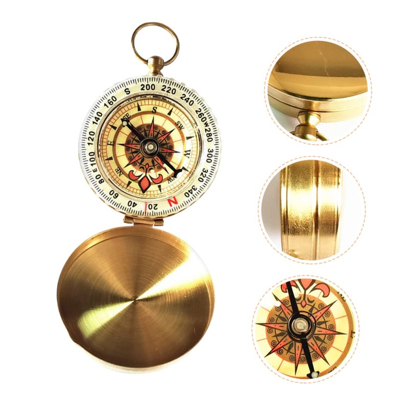 Sosoport Elegant Copper Compass Pendant Compact Design for Hiking Camping