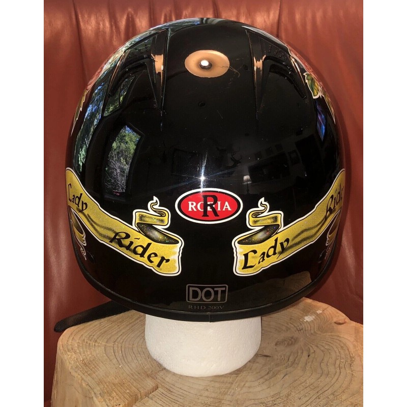 Tennessee Leather Lady Rider Black Dot Approved Motorcycle Helmet With