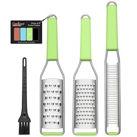 Cambom Cheese Grater Citrus Zester Lemon Zester Pack of 3-304 Stainless Steel - A Sharp Tool for Parmesan Cheese, Ginger, Garlic, Nutmeg, Chocolate, Vegetables，Fruits，Dishwasher Safe Green
