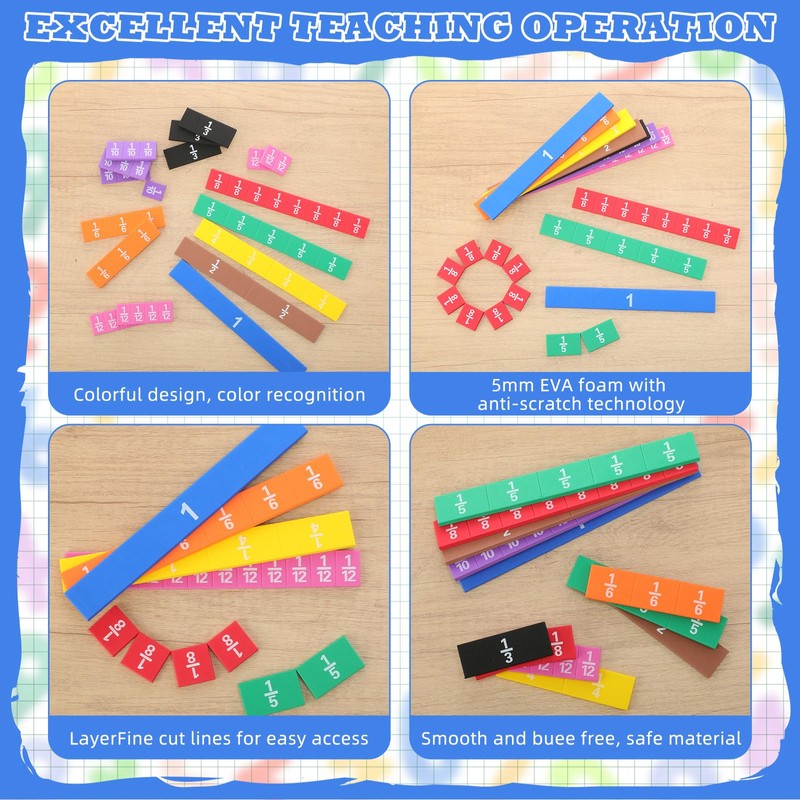 Sayglossy Jumbo Magnetic Fraction Tiles 16 Inch for Rainbow Teacher