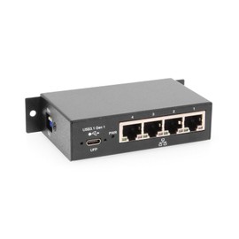 Coolgear 4-Port Gigabit Ethernet to USB-C Adapter - Energy Efficient, Mountable, and Industrial Grade with Independent Port Control