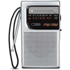 Portable Radio AM FM, Pocket Radio, 800-HR , Indoor Outdoor Mini Radio Antenna,  Radio, Compact, Retro Transistor Radio - Colour: A-Silver