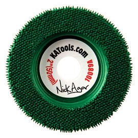 King Arthur's Tools MERLIN2 Nick Agar Signature Series Flat Fine Green All Surface 3 Edge Tungsten Carbide Disc - 2” (50mm) diameter x 10mm center x 15/64" (6mm) thickness - #10089