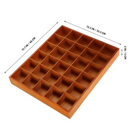ULTECHNOVO Wooden Sorting Tray Grid Display Wood Divided Organizer Brown Finished Section Box (30 Compartments,15. 72x13. 17x1. 97 Inch Each Tray)