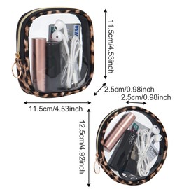 BSITSSS Pack of 2 Transparent Toiletry Bags, Cosmetic Bag, Transparent, Leopard Print Toiletry Bag, Transparent Makeup Bag for Women, Men, Children, Family, Leopard pattern, Toiletry bag transparent