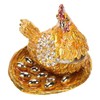 Golden Hen Figurine Trinket Boxes Handcraft Exquisite Small Jewelry Box