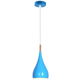 LEDSone Modern Teardrop Shaped Blue Pendant Light Shade Industrial Hanging Ceiling Lighting Ideal for Dining Room Bar Clubs & Restaurants (Blue)