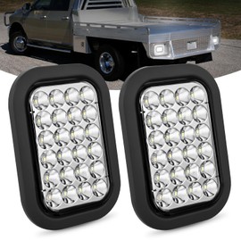 Nilight 5” X 3” Inch Rectangular Trailer Tail Light 2 PCS White 24 LED Back Up Reverse Lights w/Flush Mount Grommets Plugs IP67 Waterproof for 12V Truck ATV UTV Bus RV Camper
