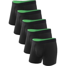 TIICHOO Mens Incontinence Underwear Washable with Absorbency Fly Front Leak Proof Boxer Briefs Pack of 5(XL,5 Black)