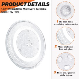 14 1/8" Microwave Turntable Glass Tray by Beaquicy - 14 1/8 INCH Microwave Plate Replacement for GE Microwave - Replaces DE74-20002B WB49X10063 DE74-20002A DE74-20002D WB39X10038 WB49X10096