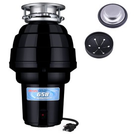 Waste Maid 10-US-WM-658-3B Garbage Disposal Anti-Jam Stainless Steel Food Waste Grinding System, 1-1/4 HP Premium, Black
