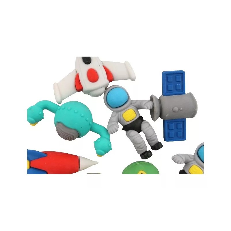papelería laxia 4 Sets De Gomas Espaciales Astronauta Premium 4pz