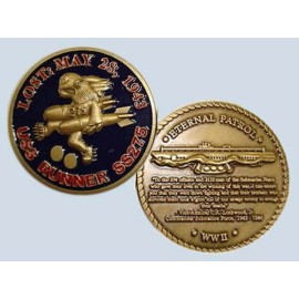 ON ETERNAL PATROL USS RUNNER SS-275  LOST MAY 28, 1943 1.75" CHALLENGE COIN