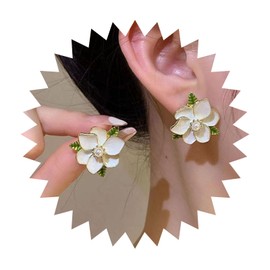 Yienate Unique Blue Flower Earrings Stud Earrings Vintage Flower Leaf Earrings Instructions French Blue Iris Flower Earrings Stud Earrings Bridal Wedding Prom Earrings Jewellery For Women, Zinc, No