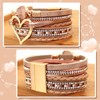 Mezrkuwr Shiny Heart Leather Wrap Bracelets, Stackable Boho Cuff Bracelets,