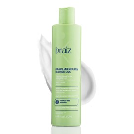 braiz Blonde Liss 8.45oz - Brazilian Keratin Single Step Hair Straightening Treatment - No Frizz - No Yellow Tones - Repair & Nourishment for Bleached and Blond Hair