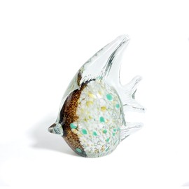 ORRFIDDY Handmade Glass Fish Figurine Crystal Fish Figurine for Coastal Home Office Desk or Feng Shui Decoration Modern Handmade Sculpture