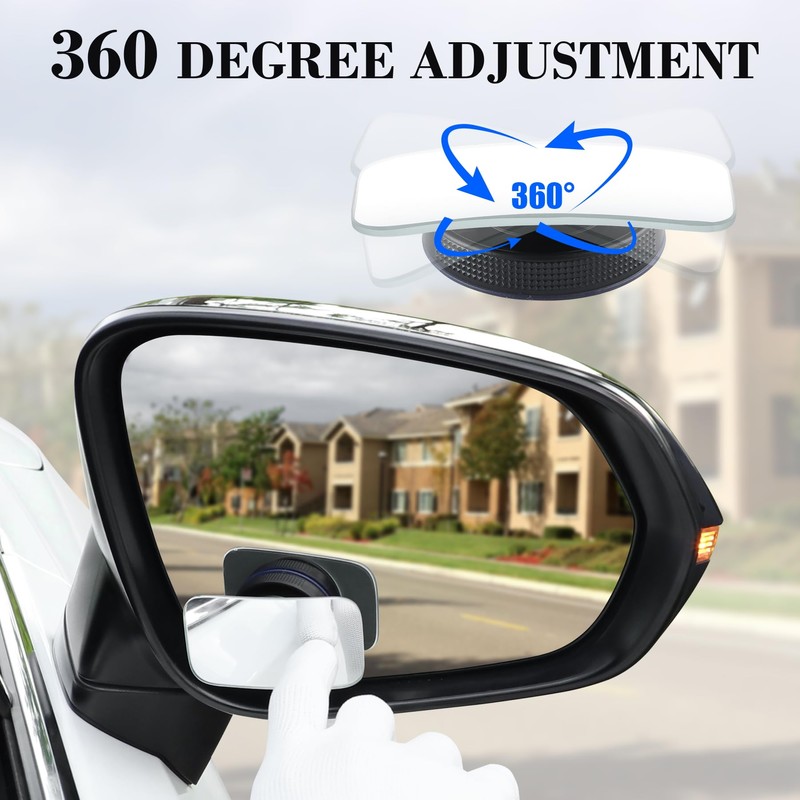 LivTee Blind Spot Car Mirror, Rectangular HD Glass Frameless Convex