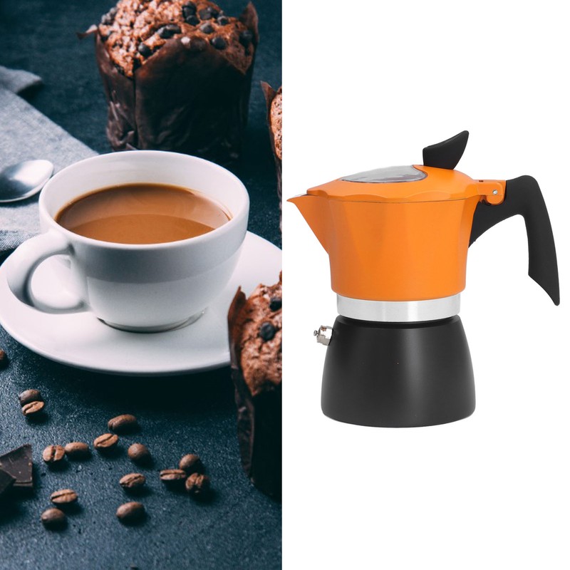 Coffee Maker 150ML Classic Italian Style Double Color Aluminum Moka