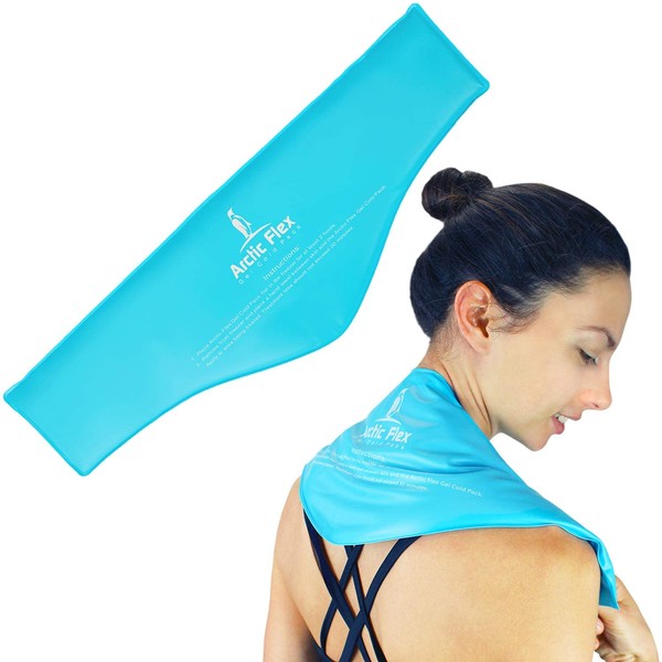 Arctic Flex Neck Ice Pack - Cold Compress Shoulder Therapy Wrap - Cool Reusable Medical Freezer Gel Pad for Swelling, Injuries, Headache, Cooler - Flexible Hot Microwaveable Heat - Men, Women (1 Pack)