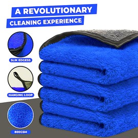 Towelogy Microfibre Cleaning Cloth (3-Pack) Super Absorbent, Double Sided, Extra Large Microfibre Cloths, Streak Free, Lint Free Micro Fibre Cloths for All Purpose Cleaning 40x40cm (Blue)