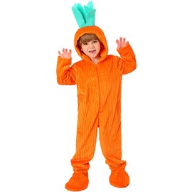 shyhand Easter Bunny Carrot Hooded Onesie Pajamas Unisex Animal Costume One Piece Jumpsuit for Kids Boys Girls 4-10 Years