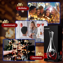 NUTRIUPS Wine Decanter with Stopper, Hand Blown Wine Carafe, Pierced Decorative Snail Decanter with Brush