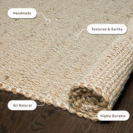 Chardin home Jute Rugs Collection- 2.5x8 Feet Jute Braids Rug, Boho, Rustic, Natural Jute/Ivory, Hand Woven Long Runner Rug for Bedroom, Living Room, Kitchen and entryways