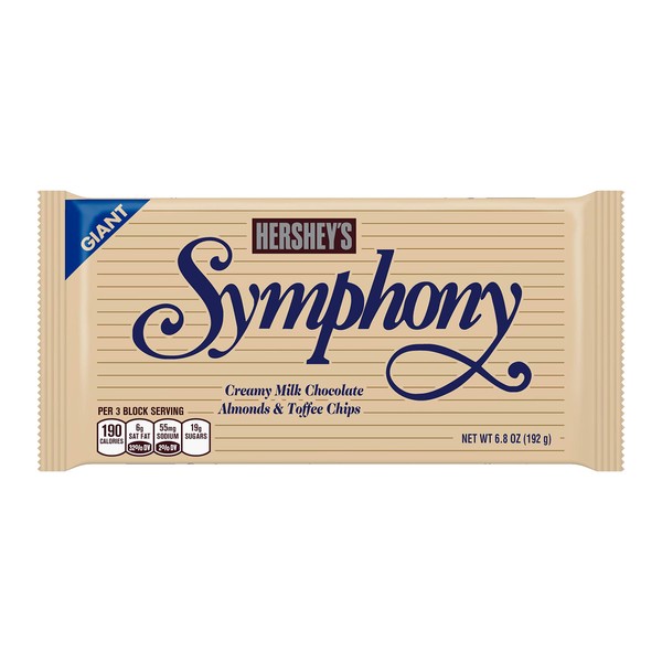 HERSHEY'S Symphony Milk Chocolate Toffee & Almond Giant Candy bar, 6.8 Oz