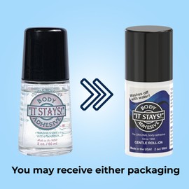 ABSOLUTE SUPPORT It Stays Roll On Body Adhesive Applicator Mask Glue, 2 fl oz - Made in USA - 6 Pack