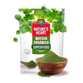 Nature's Heart Organic Matcha Tea Powder, Té Verde Matcha Orgánico en Polvo con Antioxidantes Naturales, Superfood de Origen Vegetal, Bolsa de 100 gramos.
