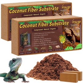Legigo 2 Pack Compressed Coconut Fiber Substrate - 100% Organic Coconut Fiber Brick Bedding for Reptiles, Natural Coco Husk Substrate Terrarium Bedding for Snake, Hermit Crabs, Frogs, Tortoise, Gecko