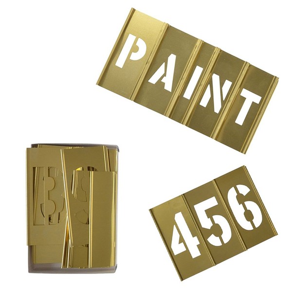 Deezio 1" Brass 46 Pieces Interlocking Stencil Set of Numbers