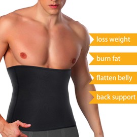 LODAY Waist Trimmer for Men Stomach Trainer Sweat Workout Shaper,Neoprene-Free Slimming Sauna Belt (Black, XL)