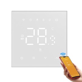 KUWUNG Smart Thermostat Fussbodenheizung Wasser, Graffiti WiFi Heizungsthermostat Smart Digital Raumthermostat Kompatibel mit Alexa, Google Home, Programmierbar, Sprachsteuerung und Smart Life App