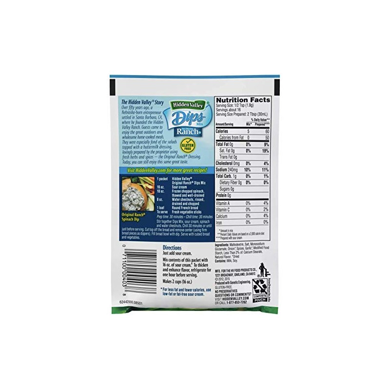 Hidden Valley the Original Ranch Dip Mix, 1 Ounce Packet